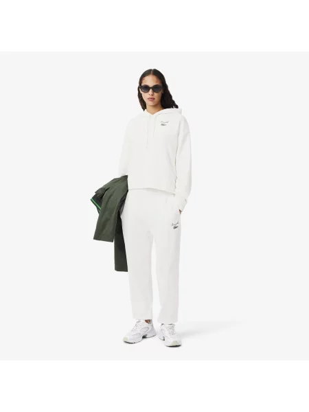 Lacoste Spodnie Dresowe Z Polaru Z Logo zielone