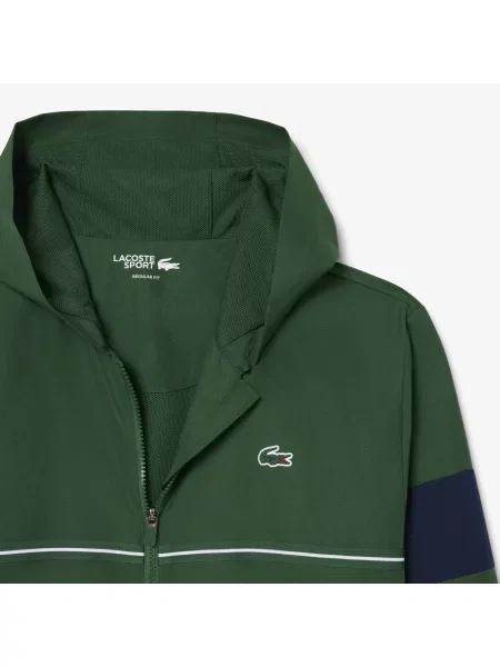 Lacoste Kurtka Z Kapturem Z Blokadą Koloru Regular Fit zielona