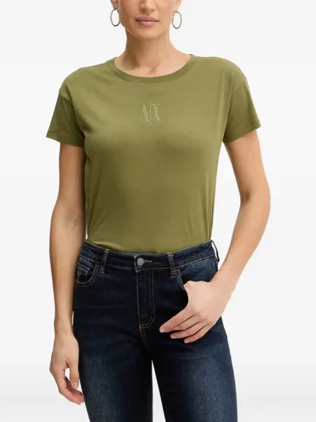 Tricou Armani Exchange cu decolteu rotund verde