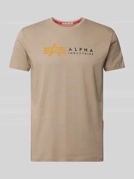 T-shirt z nadrukiem z logo Alpha Industries beżowa