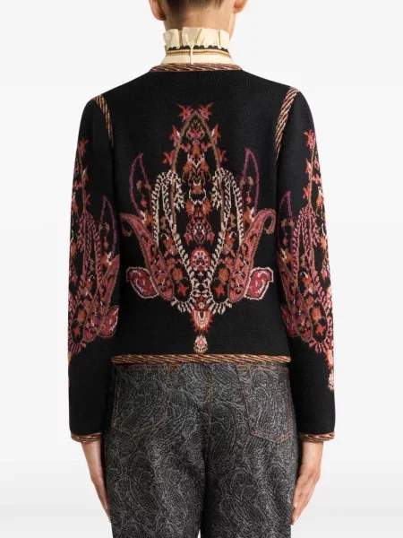 Cardigan Etro cu model paisley din jacard negru