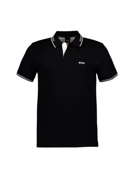 Koszulka polo Boss Green z nadrukiem z krótkim rękawem biznesowa czarna
