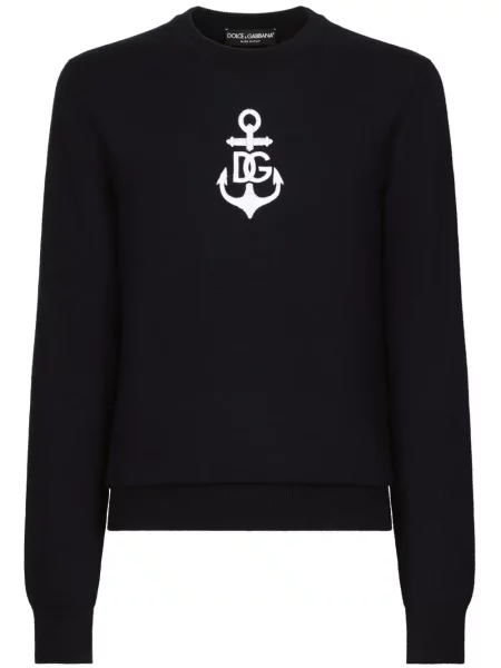 Pulover Dolce & Gabbana cu broderie de lână albastru