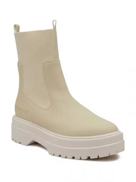 Tommy Hilfiger Bokacsizma FEMININE SEASONAL UT bőr hozzáadásával bézs