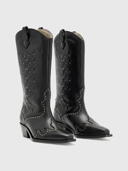 Кожаные сапоги Allsaints черные