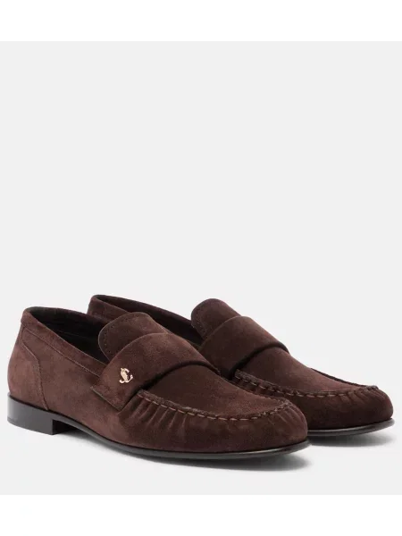 Pantofi loafer Jimmy Choo din piele de căprioară maro
