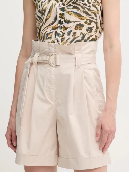 Marc Aurel pantaloni scurți uni high waist bej