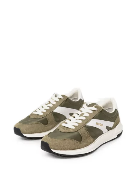 Sneakerși Hugo din piele de căprioară cu autograf verde