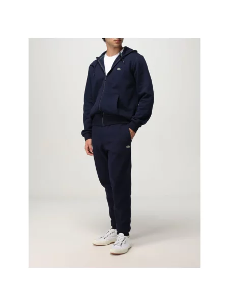 Bluza rozpinana Lacoste z kapturem z długim rękawem niebieska