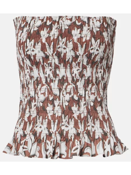 Top Faithfull w kwiatki brązowy