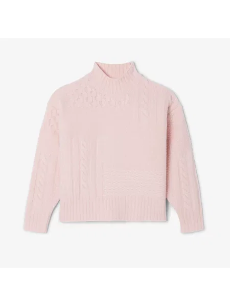 Lacoste Wełniany Sweter Z Wysokim Kołnierzem Z Efektem Patchworku różowy
