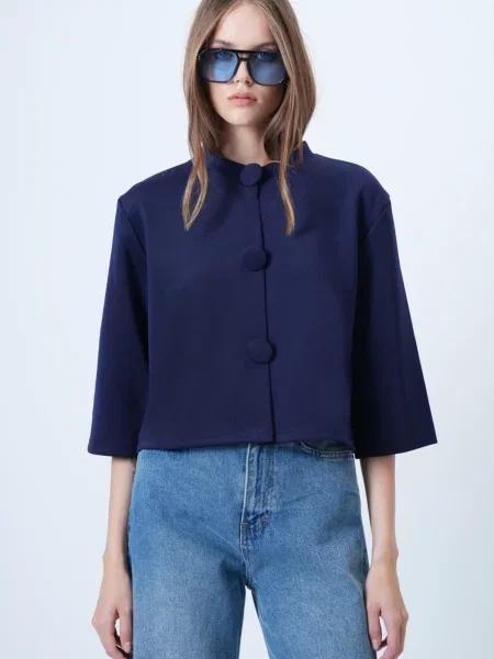 Trend Alaçatı Stili Geacă de primăvară-toamnă bleumarin