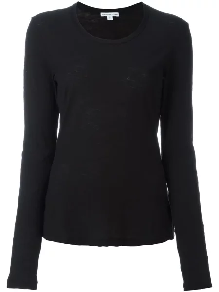 Tricou James Perse cu decolteu rotund negru