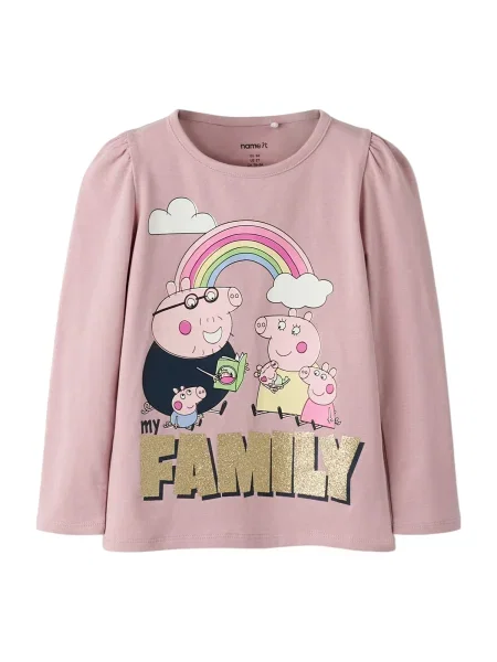 NAME IT Tricou NMFNora Peppa auriu / mauve / roz alb
