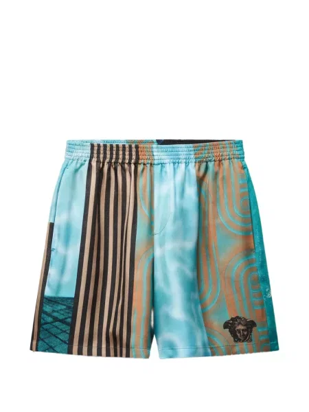 Pantaloni scurți Versace de mătase albastru