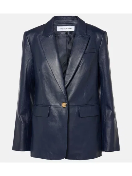 Sacou Veronica Beard din piele albastru