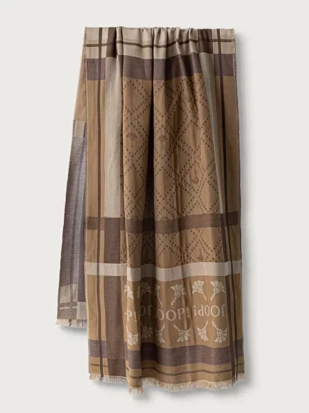 JOOP! Fular Ailis alb kitt / maro cappuccino / gri taupe bej