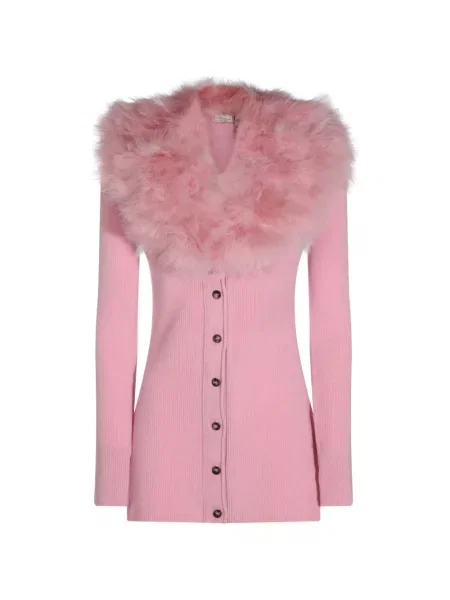 Cardigan Blumarine de lână cu pene roz