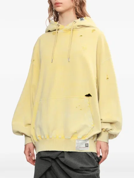 Bluza z kapturem Maison Mihara Yasuhiro z przetarciami żółta