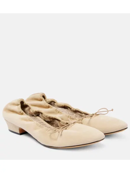 Balerini The Row din piele de căprioară maro