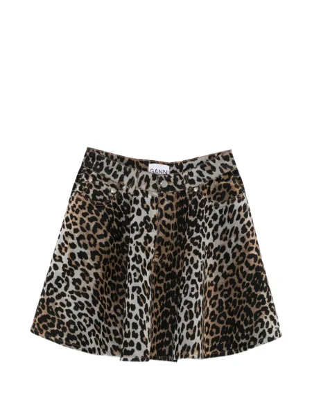 Fusta mini Ganni cu imagine cu model leopard maro