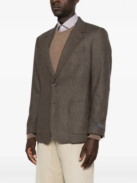 Costum Gant cu model herringbone maro