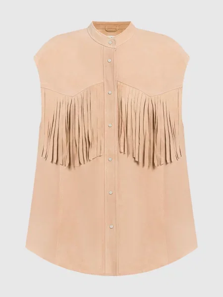 Замшевий жилет Camicia з бахромою Dondup бежевий