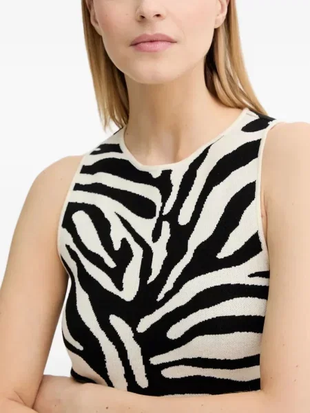 Rochie mini Gestuz fără mâneci cu imagine cu model zebră negru