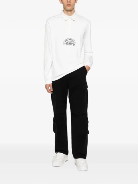 Lung tricou polo Palmes cu imagine alb