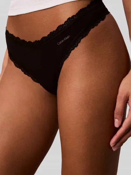 Stringi z mieszanki bawełny w zestaw 2 szt. Calvin Klein Underwear czarne