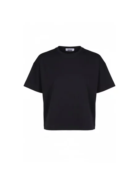 Koszulka Alpha Studio z dżerseju z okrągłym dekoltem czarna