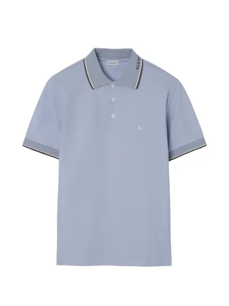 Gulerat tricou polo Burberry cu autograf albastru