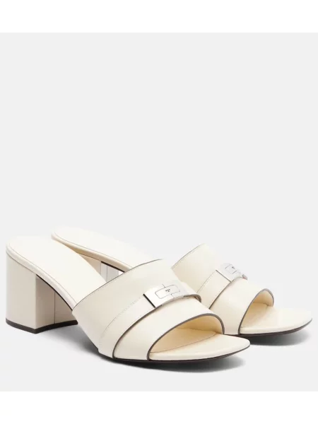 Papuci tip mules Tory Burch din piele alb