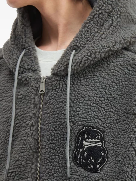 Geacă Fingercroxx din fleece cu glugă gri