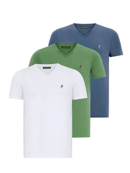 Jacey Quinn Majica modra / svetlo zelena bela