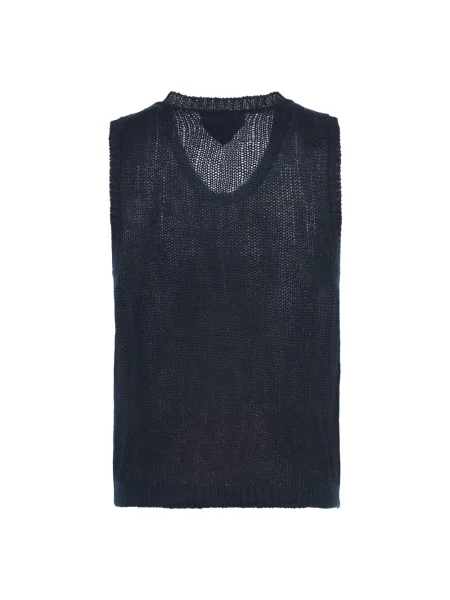 Sweter Prada bez rękawów z kaszmiru niebieski