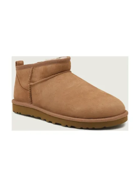 Cizme de zăpadă Ugg din piele clasici mini maro