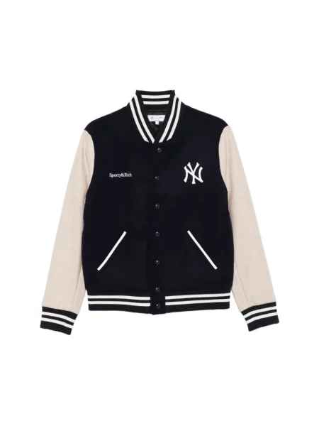 Haftowana kurtka Sporty And Rich wełniana niebieska