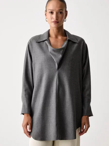 Max&Co. rochie tip cămașă cu lână VENTO gri