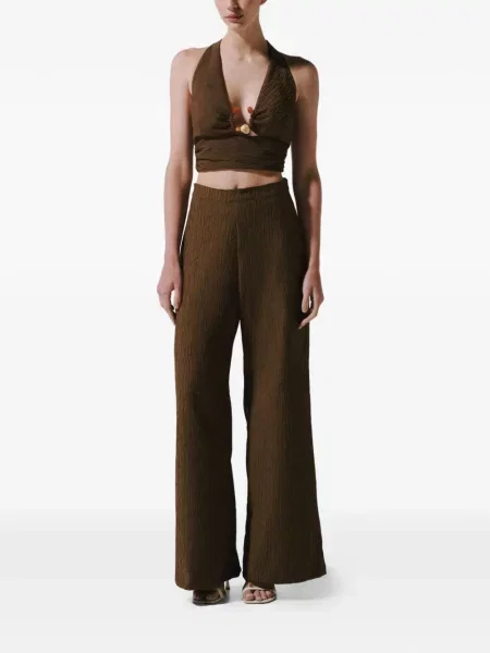 Top Baobab cu strasuri cu gât halter maro