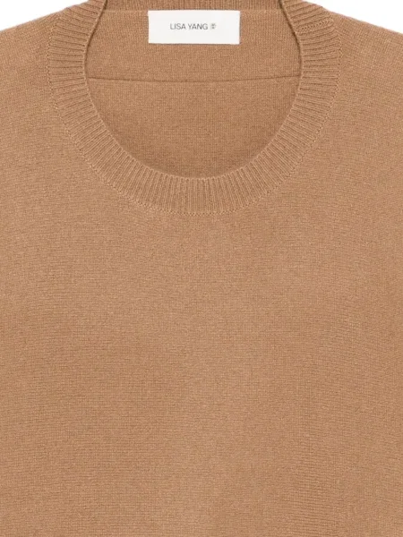 Пуловер Lisa Yang с кръгло деколте кафяво