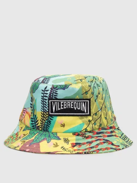 Льняная шляпа Vilebrequin с принтом зеленая