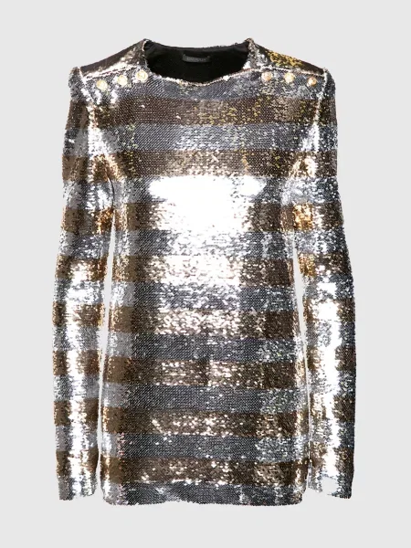 Срібляста блуза з паєтками Balmain