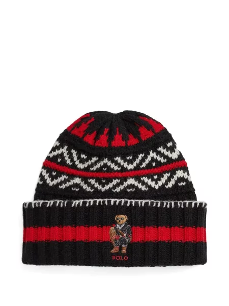 Căciulă Polo Ralph Lauren cu broderie cu două rânduri de nasturi alergare negru