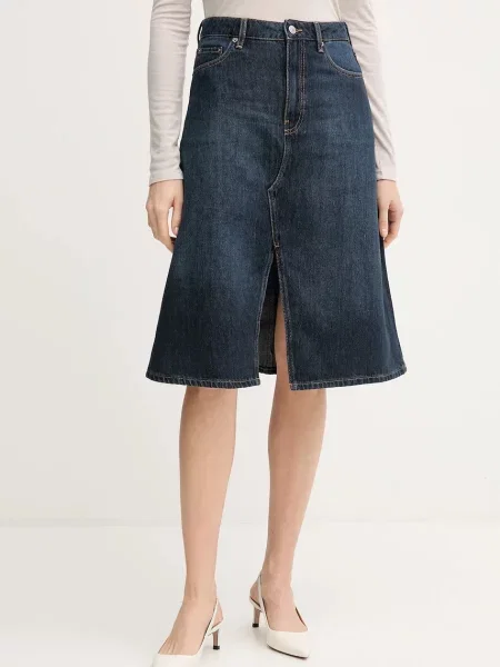 Tommy Hilfiger spódnica jeansowa midi rozkloszowana granatowy