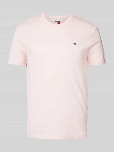 T-shirt z wyhaftowanym logo różowa