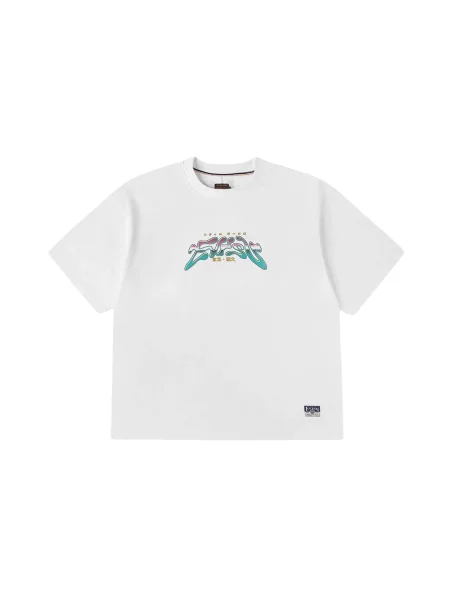 Koszulka z nadrukiem Evisu z nadrukiem w panterkę biała