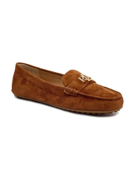 Lauren Ralph Lauren velúr mokaszin Barnsbury lapos talpú barna
