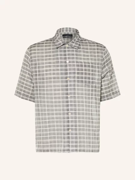 Allsaints Košile S Krátkým Rukávem Sandy Comfort Fit šedá bílá