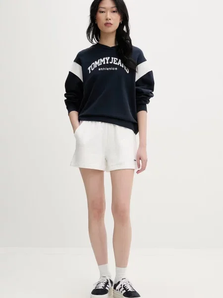 Tommy Jeans pulover bombažen modra